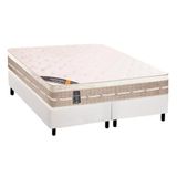 Cama Box Queen: Colchão Molas Bonnel Castor Tecnopedic Premium + Base Crc Suede White(158x198)