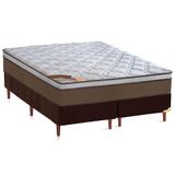 Cama Box Queen: Colchão Molas Ensacadas Castor Pocket Revolution + Base Crc Suede Brown(158x198)