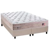 Cama Box King: Colchão Molas Plumatex Masterpocket Ensacadas Miami + Base Crc Suede Bege(193x203)