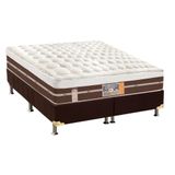 Cama Box Queen: Colchão Molas Castor Pocket Silver Star Air Híbrido + Base Crc Suede Marrom(158x198)