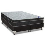 Cama Box Queen: Colchão Molas Ortobom Nanolastic Light Selado + Base Crc Suede Black(158x198)