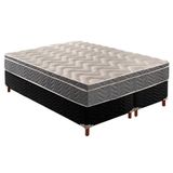 Cama Box Queen: Colchão Anatômico Paropas D45/ep Confort Mega Firme + Base Crc Suede Black(158x198)