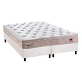 Cama Box Queen: Colchão Molas Plumatex Masterpocket Ensacadas Miami + Base Branco(158x198)