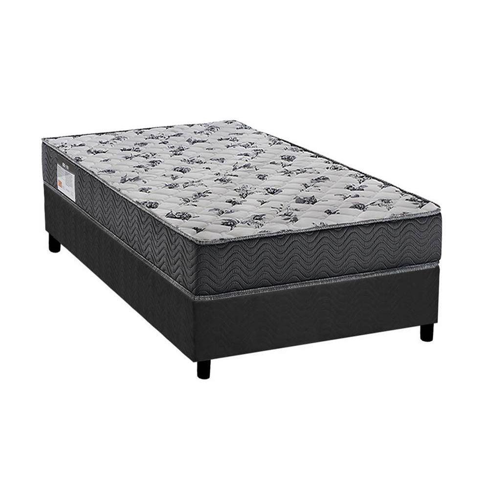 Cama Box Solteiro: Colchão Anatômico Ortobom D33/ep Iso 100 Ultra Firme + Base Gray(88x188)