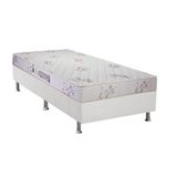 Cama Box Solteiro: Colchão Espuma D33 Luckspuma Supreme Floral + Base Crc Courano White(88x188)