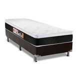 Cama Box Solteiro: Colchão Espuma Castor D45 Black E White Air + Base Crc Suede Black(88x188)