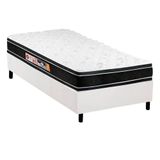 Cama Box Solteiro: Colchão Espuma Castor D33 Black E White Double Face + Base White(88x188)