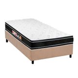 Cama Box Solteiro: Colchão Espuma D33 Castor Black E White + Base Crc Suede Clean(88x188)