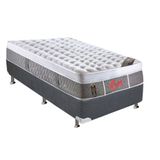 Cama Box Solteiro: Colchão Molas Castor Pocket Light Stress Oxygen New Df + Base Gray(88x188)