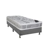 Cama Box Solteiro: Colchão Molas Castor Pocket Super Luxo Látex Slx Df + Base Crc Suede Gray(88x188)