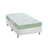 Cama Box Solteiro: Colchão Espuma D33 Castor Sleep Max + Base Crc Courano White(88x188)