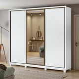 Guarda-roupa Casal Spazio 270 Glass 3 Portas 6 Gavetas Branco Lopas