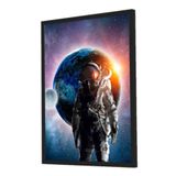 Quadro Decorativo Astronauta Lua Universo Grande 53x73cm