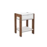 Mesa Cabeceira Infantil Az1016 C/ 1 Gaveta Branco/nogal - Tecno Mobili