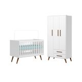 Kit Quarto De Bebe Retro Berço E Roupeiro Marbella Branco