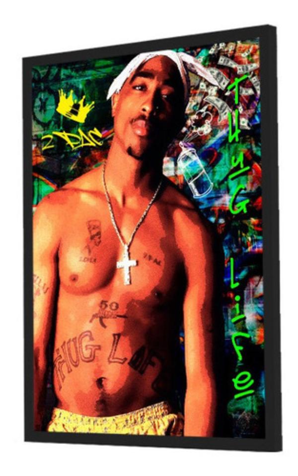 Quadro Decorativo Rapper Tupac Shakur Grande 53x73cm