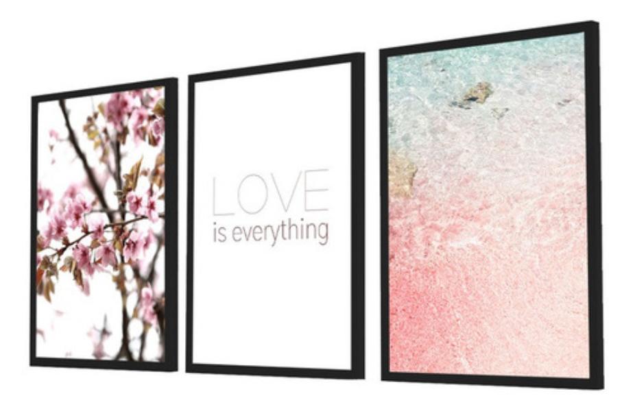 Quadro Decorativo Kit Flor E Mar - Love Is Everything 53x73