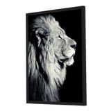 Quadro Decorativo Animais Leão P&b Grande 53x73cm