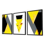 Quadro Decorativo Kit Geométrico Mármore Amarelo