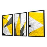 Quadro Decorativo Kit Geométrico Amarelo 53x73