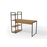 Mesa Canto P/escritório Industrial Li010 C/ 3 Prateleiras Freijo/preto - Kappesberg