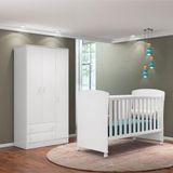 Mini Cama E Guarda Roupa Infantil 3 Portas Brilhar Branco