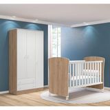 Mini Cama E Guarda Roupa Infantil Carvalho Rústico/branco