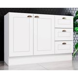 Balcão De Cozinha Americana 2 Portas E 3 Gavetas S/ Tampo 120cm Branco - Henn