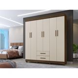 Roupeiro Copacabana New 6 Portas 2 Gavetas Benetil Cor:imbuia/off White