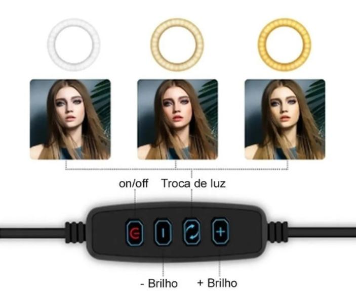 Kit Ring Light 16cm Para Youtuber Iluminação Suporte