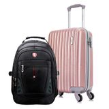 Kit Mala De Viagem De Bordo Londres Rose + Mochila Executiva Fuji Swiss Move