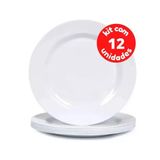 Kit Jogo 12 Pratos Branco De Melamina 25cm Buffet Hotel Raso