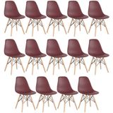 Kit 14 Cadeiras Charles Eames Eiffel Dsw Com Pés De Madeira Clara Marrom