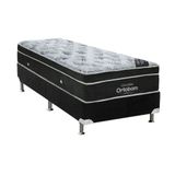 Cama Box Solteiro: Colchão Molas Ortobom Nanolastic Exclusive Pilow + Base Suede Black(88x188)