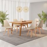 Conjunto Mesa Retangular Mdf Com 6 Cadeiras Saarinen Pp Nude/cinamomo