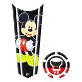 Adesivo Faixa Gravata Tanque E Bocal Moto Resinado Mickey Preto