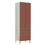 Paneleiro 70cm 2 Gavetas 1 Gavetão Luci Legno Crema Com Gaia