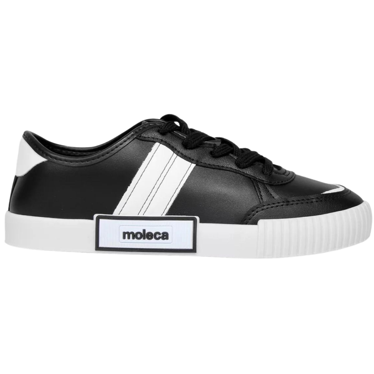 Tênis Casual Clássico Feminino Cadarço Moleca 5740.203.17953 Preto - Preto/branco - 39