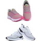 Tênis Feminino Esportivo Caminhada Academia Confortável Kit Branco/rosa 38