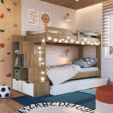 Treliche Infantil Com Cama Auxiliar 3 Colchões Aveiro Oak/branco