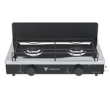 Fogao A Gas Portatil 2 Bocas Venax Flamalar Vetro Preto