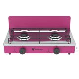 Fogao A Gas Portatil 2 Bocas Venax Flamalar Vetro Pink