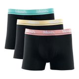 Kit 3 Cuecas Mash Boxer Cotton Elastico Bordado - Preto - P