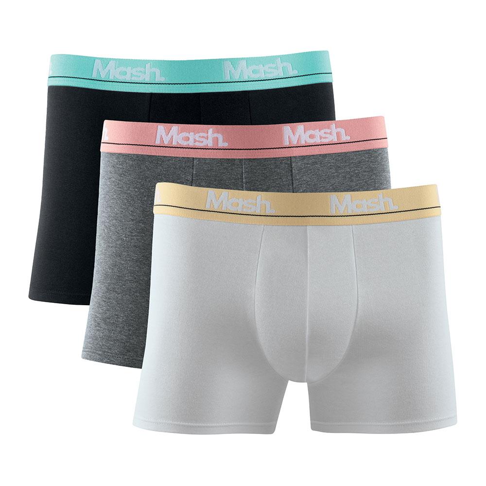 Kit 3 Cuecas Mash Boxer Cotton Elastico Bordado - Branco - P