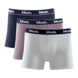 Kit 3 Cuecas Mash Boxer Cotton Elastico Bordado - Azul - M