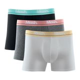 Kit 3 Cuecas Mash Boxer Cotton Elastico Bordado - Branco - M