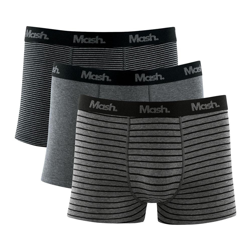 Kit 3 Cuecas Mash Boxer Cotton Listras - Preto - P