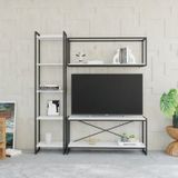 Conjunto Rack Para Tv Até 50 Polegadas 1 Nicho Aéreo 1 Estante Estilo Industrial Active Yescasa Branco Chess