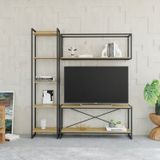 Conjunto Rack Para Tv Até 50 Polegadas 1 Nicho Aéreo 1 Estante Estilo Industrial Active Yescasa Mel