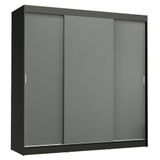 Guarda-Roupa Casal Madesa Reno 3 Portas de Correr Preto/Cinza